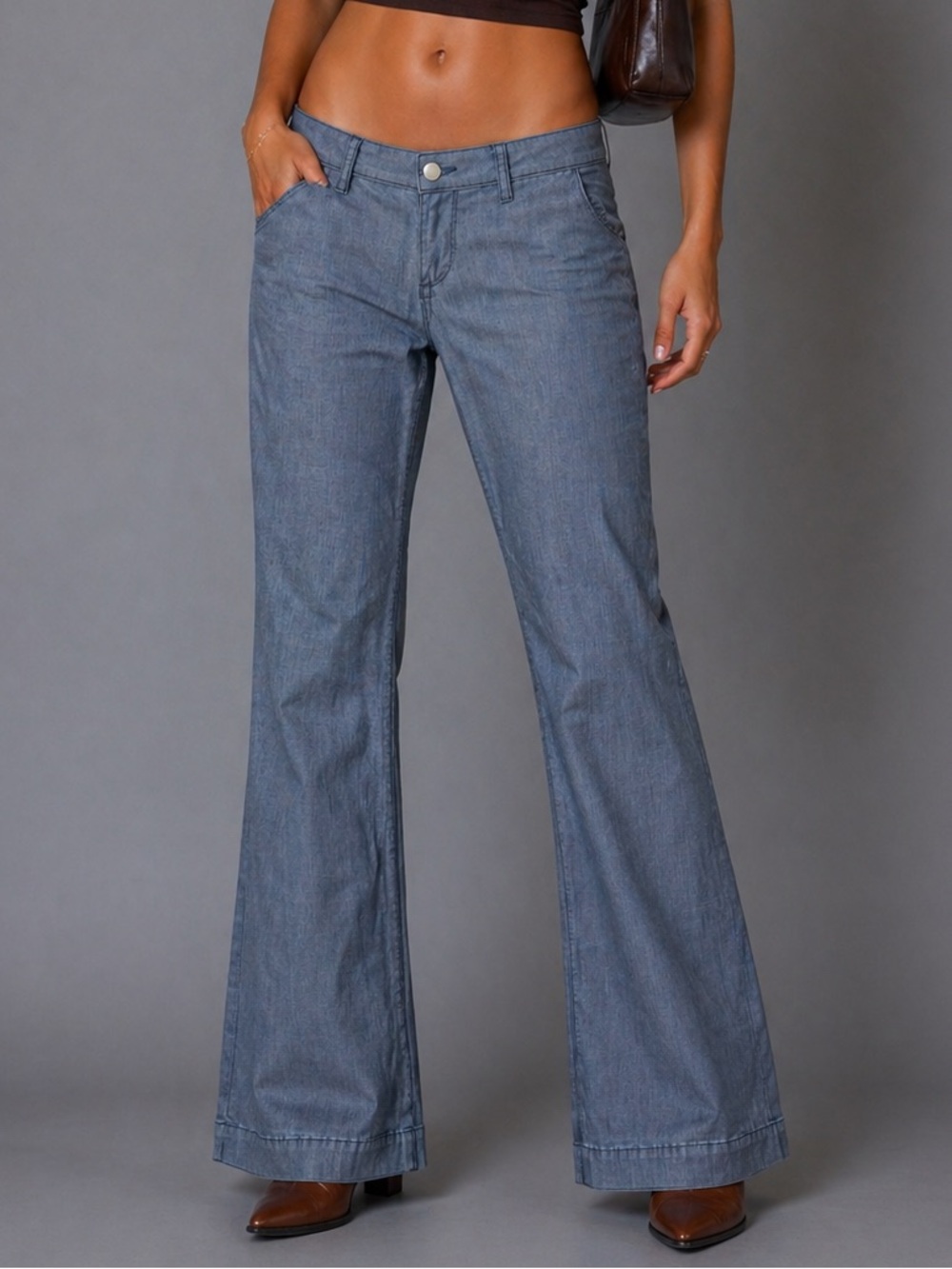 Vintage Paige Low Rise Flare Denim Looking Pants